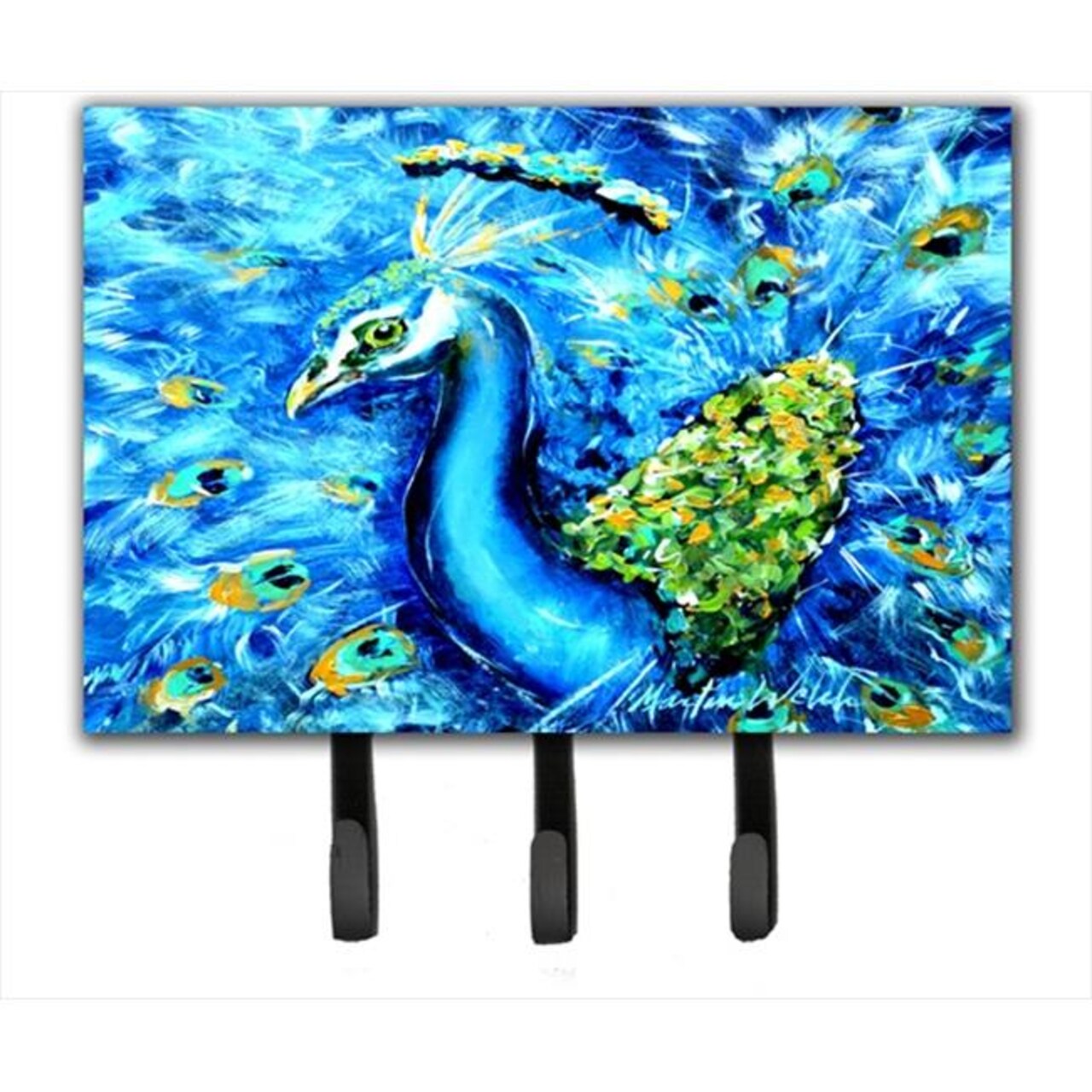 Carolines Treasures MW1166TH68 Peacock Straight Up In Blue Leash Or Key Holder